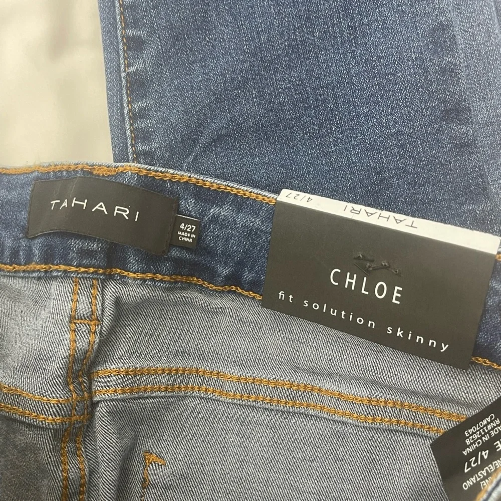 NWT Tahari Blue Skinny Jeans with Stretch and Tapered Leg - Picture 9 of 11